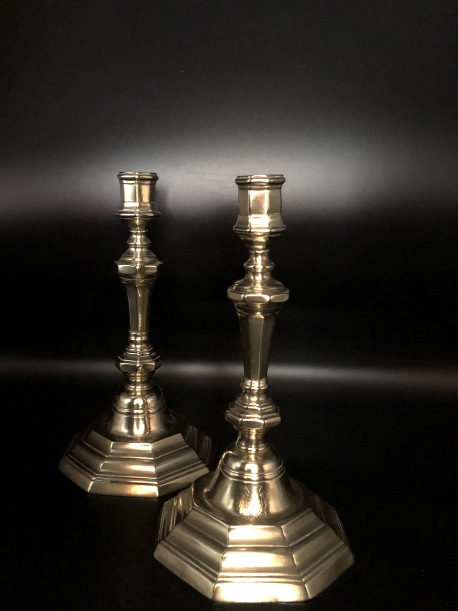 Pair Of Candlesticks, Bronze, XVIIIth Century