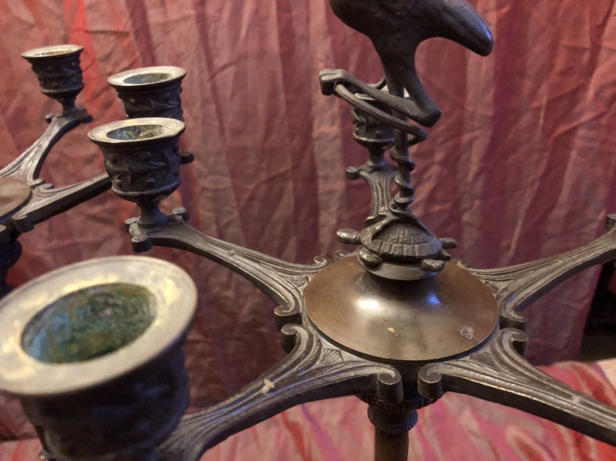 Pair Of Candelsticks,bronze,xix Th Century-photo-1
