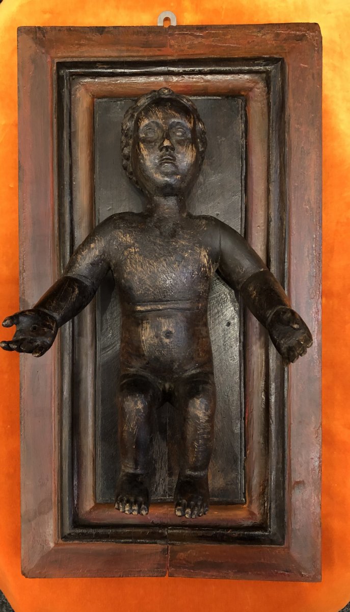 Sculpture The Child Jesus, Wood, Early XIXth Century-photo-2