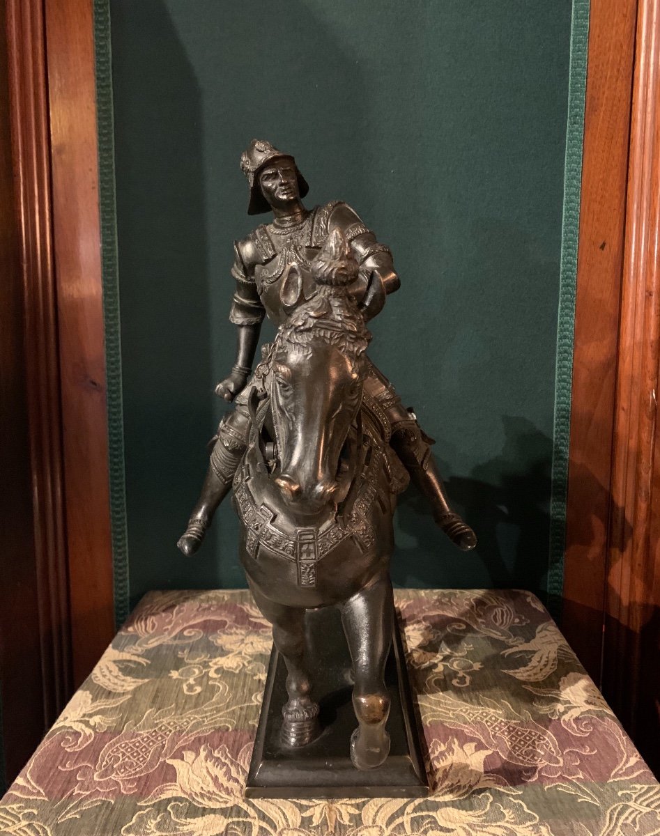 Bartoloméo Colleoni, Known As Le Colleone, Equestrian Statue, Bronze, Early 19th Century-photo-2