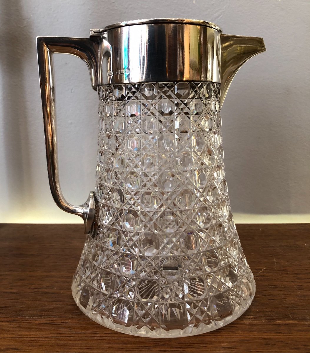 Pitcher, Jug, Silver And Crystal, Mappin & Webb, 20th Century