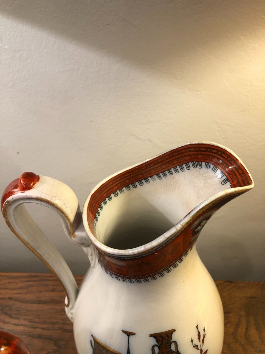 Pair Of Pitchers, Staffordshire, Porcelain, XIXth Century-photo-3