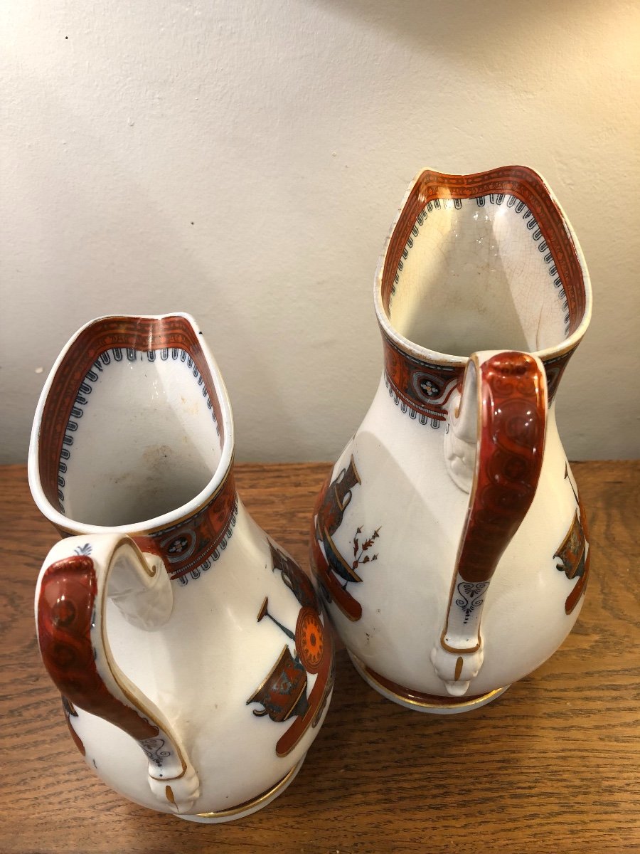 Pair Of Pitchers, Staffordshire, Porcelain, XIXth Century-photo-2