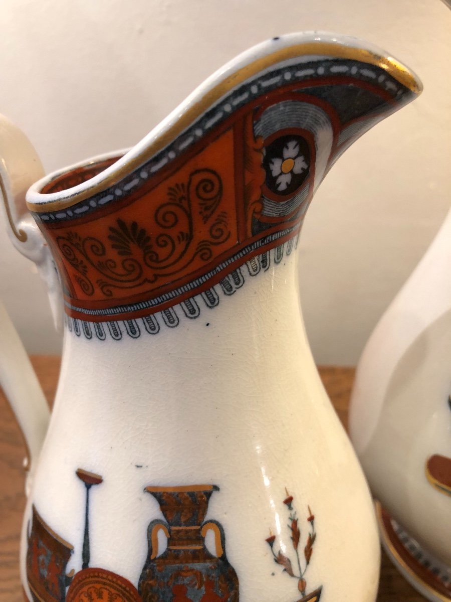 Pair Of Pitchers, Staffordshire, Porcelain, XIXth Century-photo-5