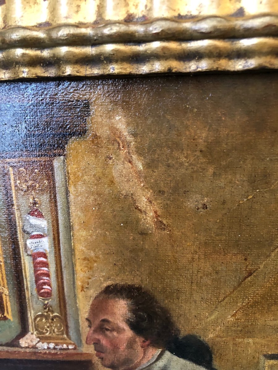 Tableau,huile Sur Toile,peintre dans Son Atelier,début XIXème Siècle -photo-4