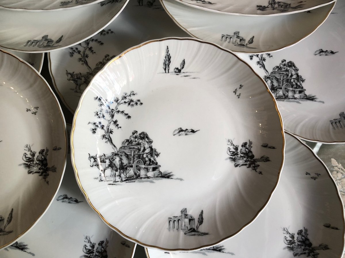 Series Of 12 Plates And Two Raviers, Limoges, Bernardaud, Marie Antoinett-photo-2