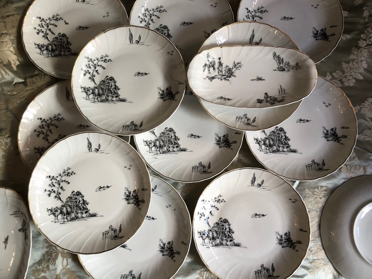 Series Of 12 Plates And Two Raviers, Limoges, Bernardaud, Marie Antoinett-photo-4
