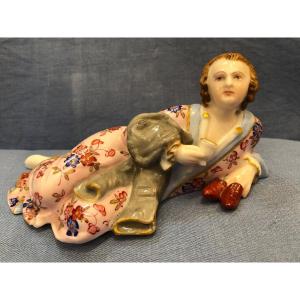 Figurine en Porcelaine,homme Couché,XIXème Siècle 