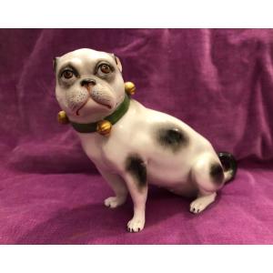 Porcelain Statuette, Pug, XXth Century