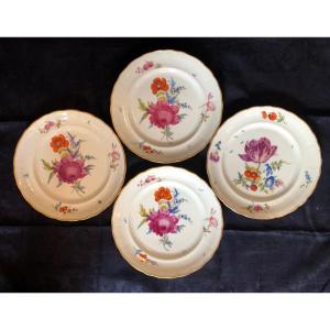 Series Of 4 Meissen Porcelain Plates. 18th Century.
