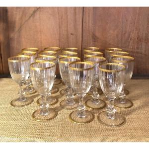 Series Of 18 Crystal Glasses, Daum, Circa 1900