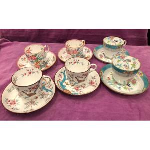 Série de 6 Tasses à Café,porcelaine de Minton, XIXème Siècle 