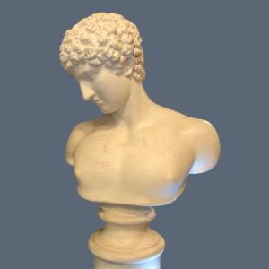 Sculpture,grand Buste en Plâtre,dieu grec Ares ,xxème Siècle 