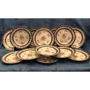 Série de 14 Assiettes en Porcelaine,début XX ème Siècle,maison Rouard Paris 