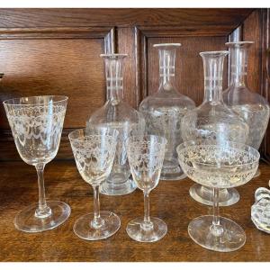 Partie de service de verres en cristal gravé ,XIX ème siècle 