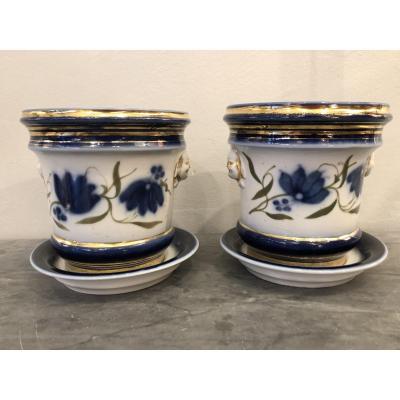 Pair Of Cache Pots, Porcelain, XIXth Century