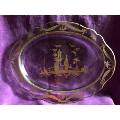 Plat,verre  ,décor à l’or,XVIIIème Siècle