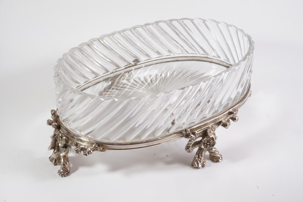 Coupe Jardinière cristal Baccarat et bronze Art Nouveau-photo-4