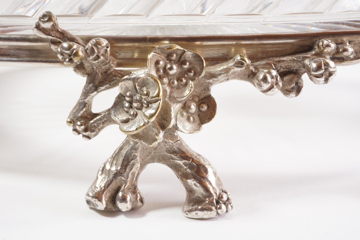 Coupe Jardinière cristal Baccarat et bronze Art Nouveau-photo-3