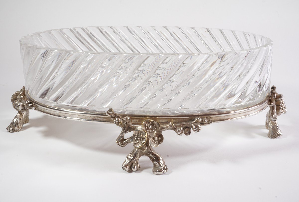 Coupe Jardinière cristal Baccarat et bronze Art Nouveau
