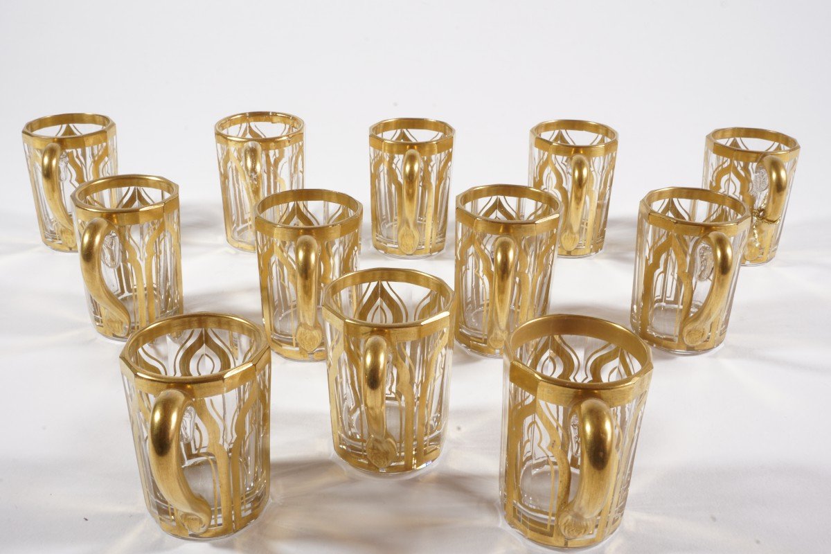 12 Liquor Cups In Golden Crystal XIX-photo-2