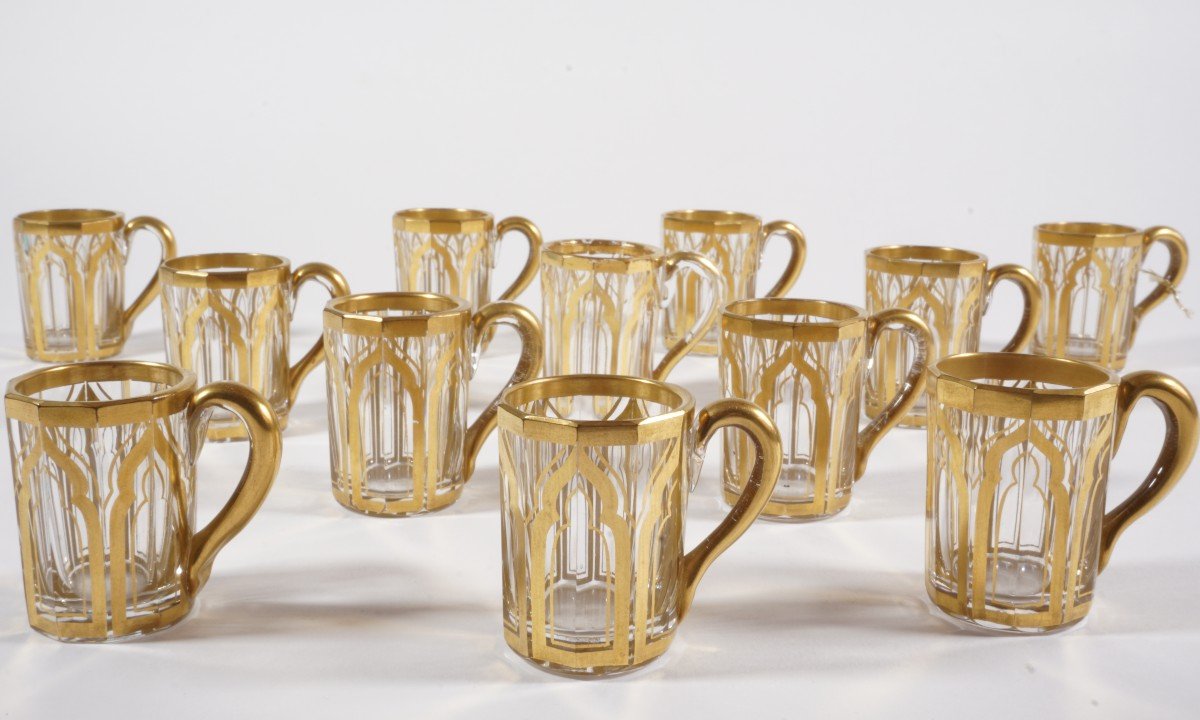 12 Liquor Cups In Golden Crystal XIX-photo-7