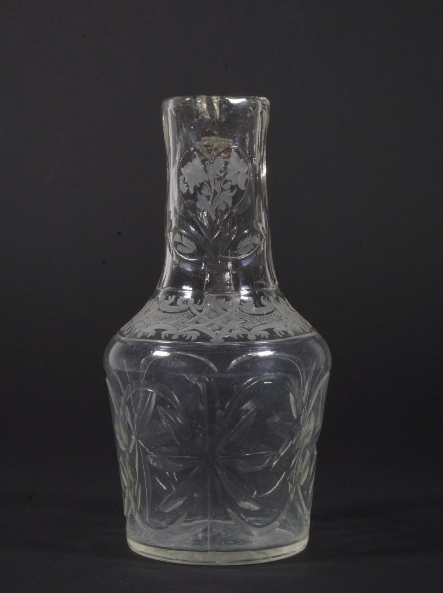 Broc, carafon à anse, burette verre XVIII siècle-photo-6