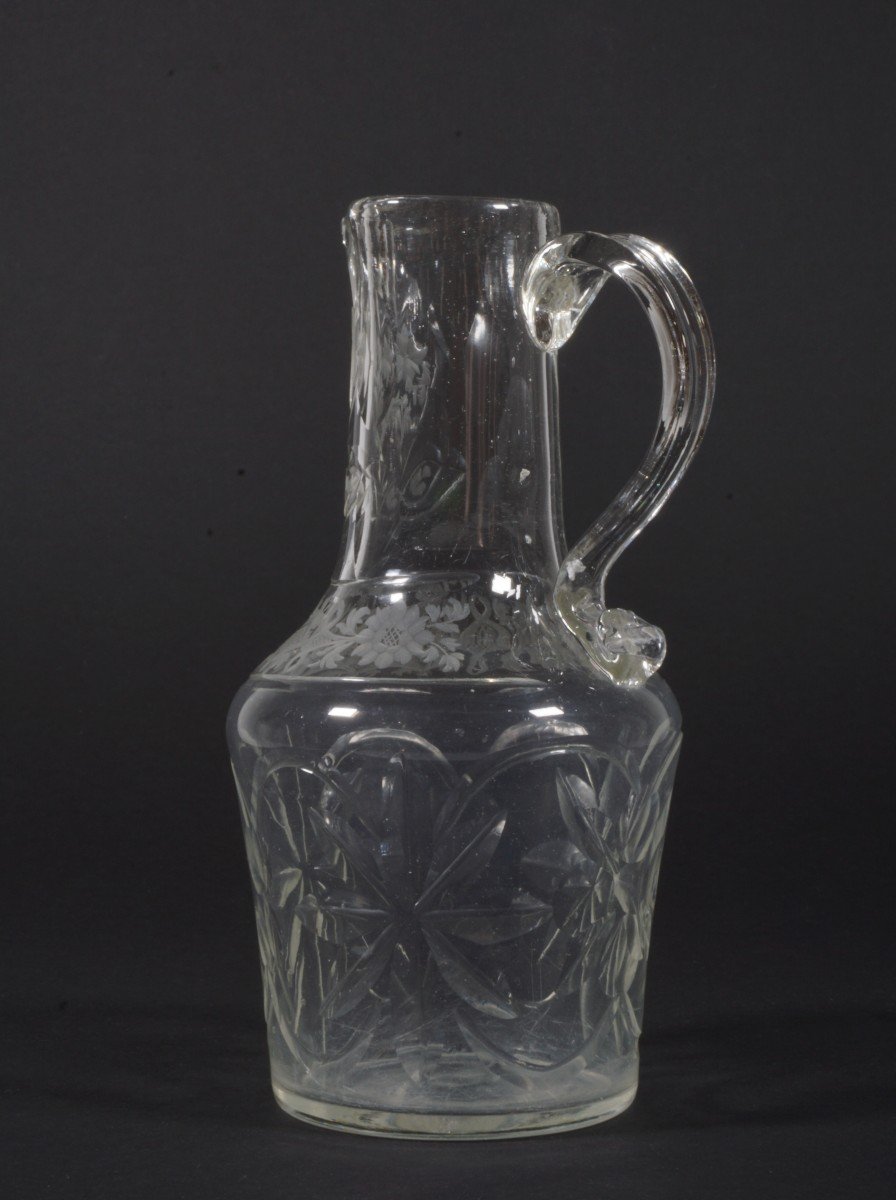 Broc, carafon à anse, burette verre XVIII siècle-photo-7