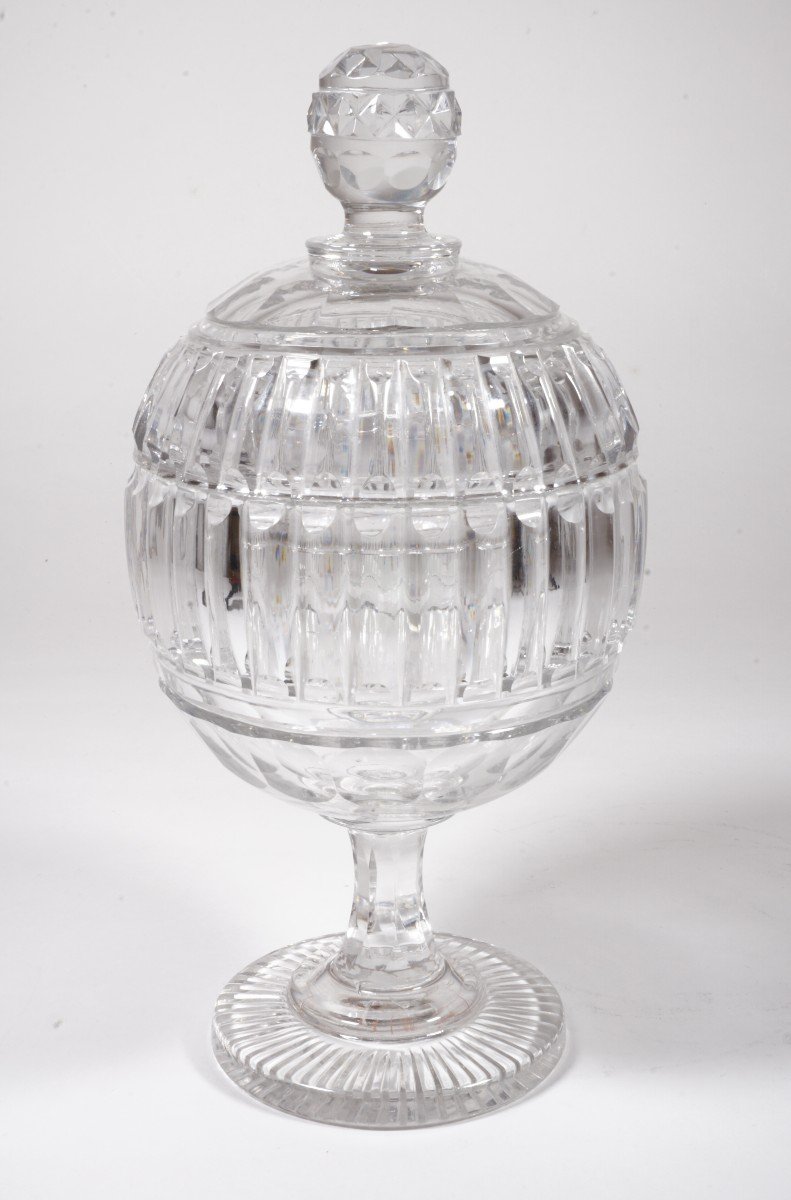 Sucrier, drageoir cristal Le Creusot, Baccarat, Saint Louis époque Restauration