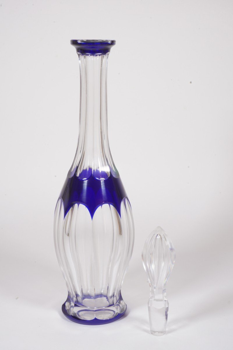  Small Saint Louis Blue Crystal Carafe-photo-3