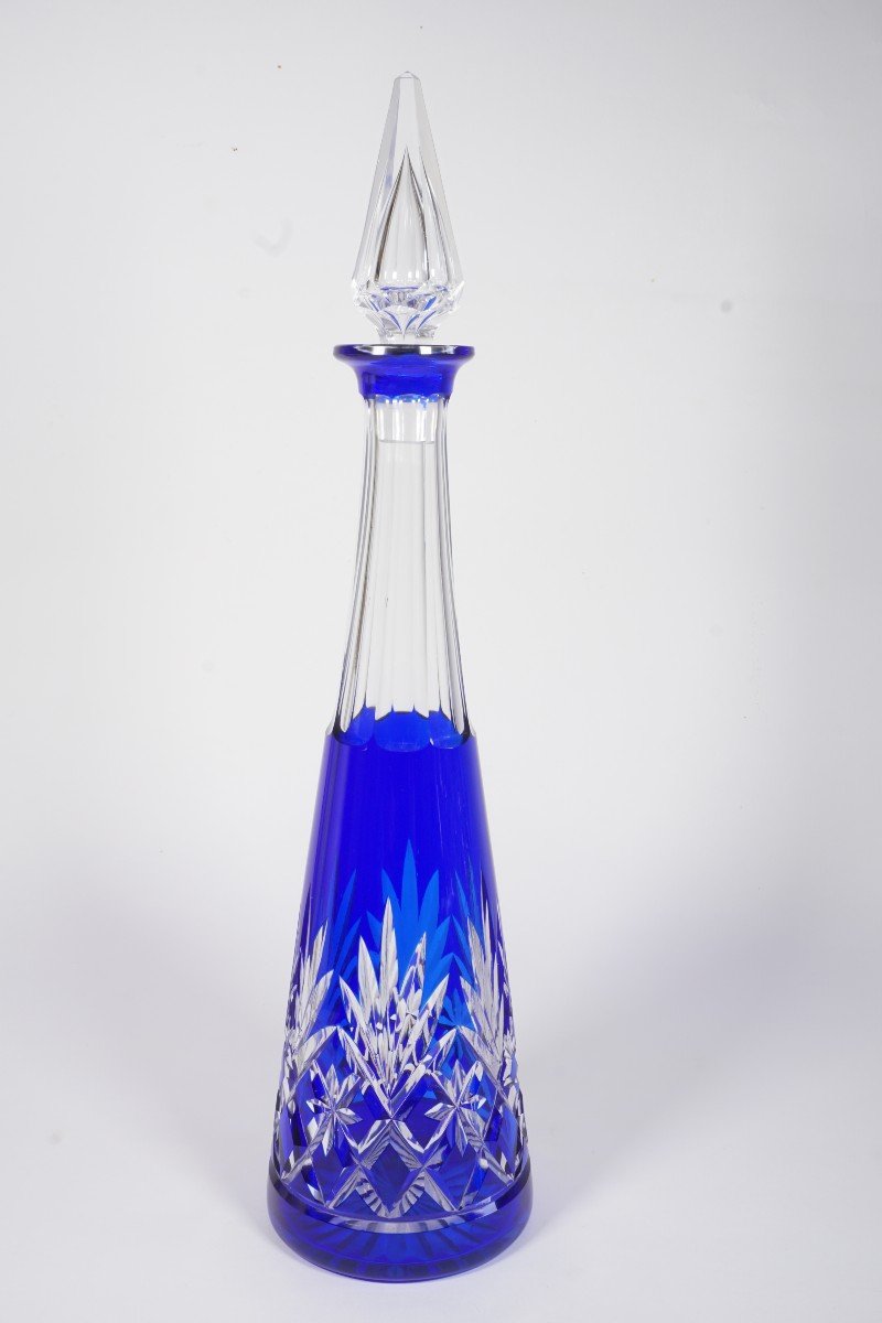 Grande carafe cristal Saint Louis Massenet Bleu-photo-3