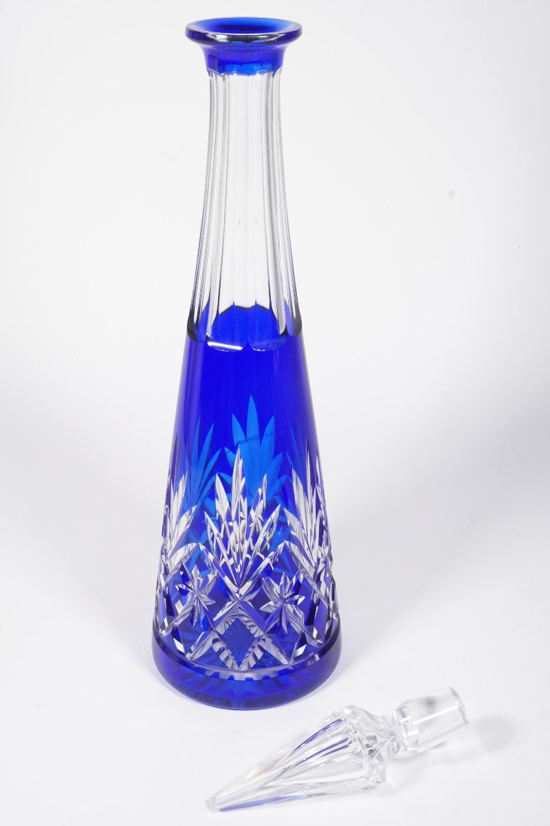 Grande carafe cristal Saint Louis Massenet Bleu-photo-2