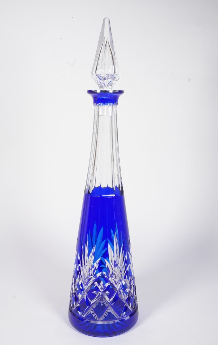 Grande carafe cristal Saint Louis Massenet Bleu