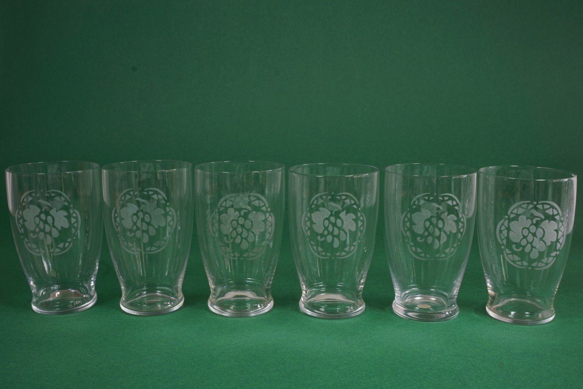 6 Gobelets, Verres, Flutes à Champagne Cristal Baccarat-photo-2
