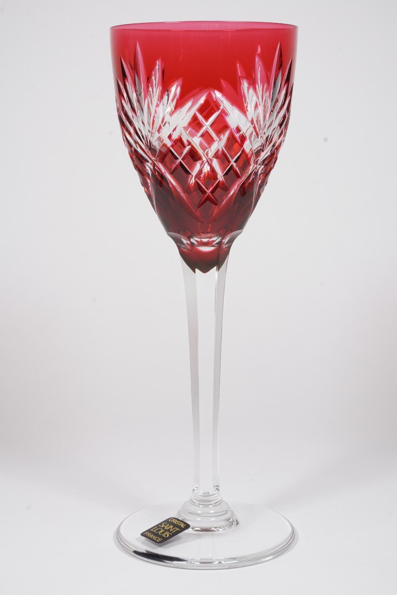 Large Rhine Wine Glass, Roemer Saint Louis Chantilly Red Crystal-photo-3