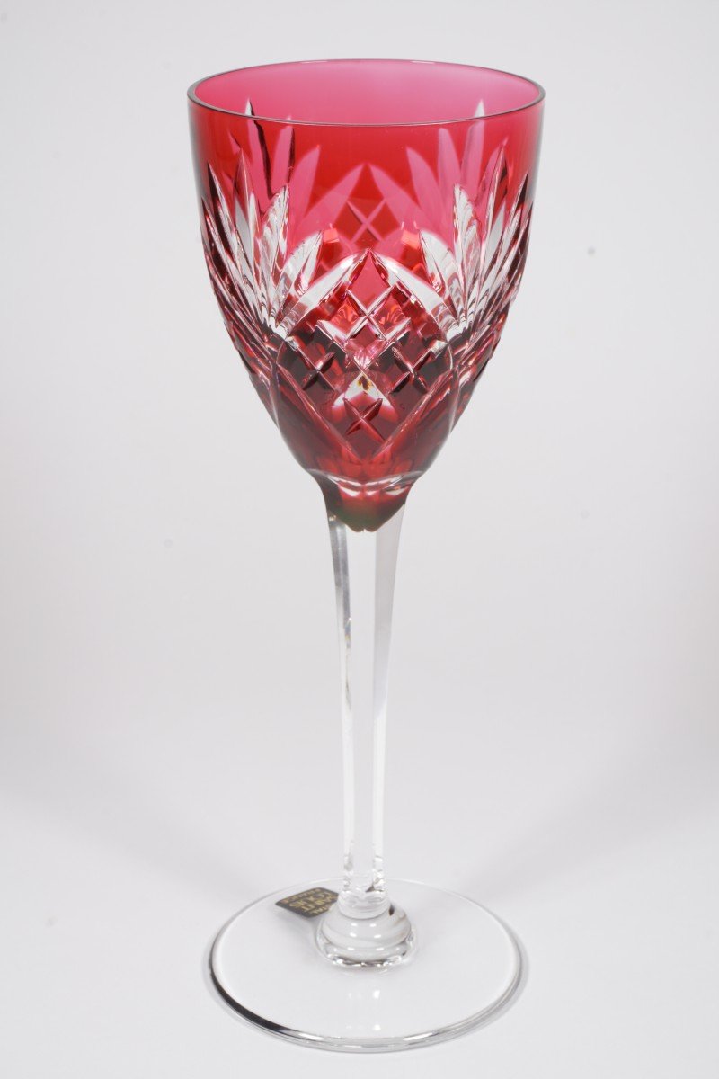 Large Rhine Wine Glass, Roemer Saint Louis Chantilly Red Crystal-photo-6