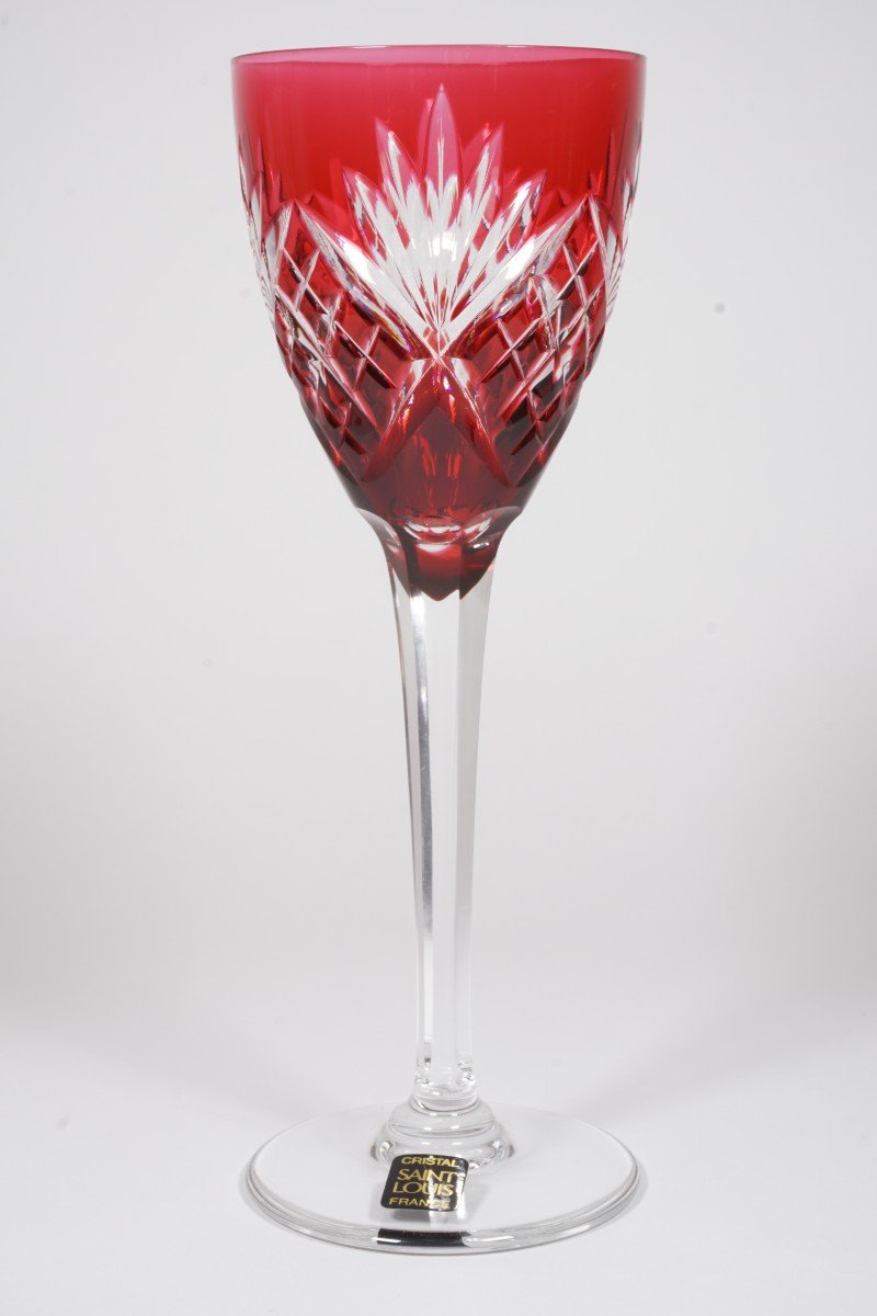 Large Rhine Wine Glass, Roemer Saint Louis Chantilly Red Crystal