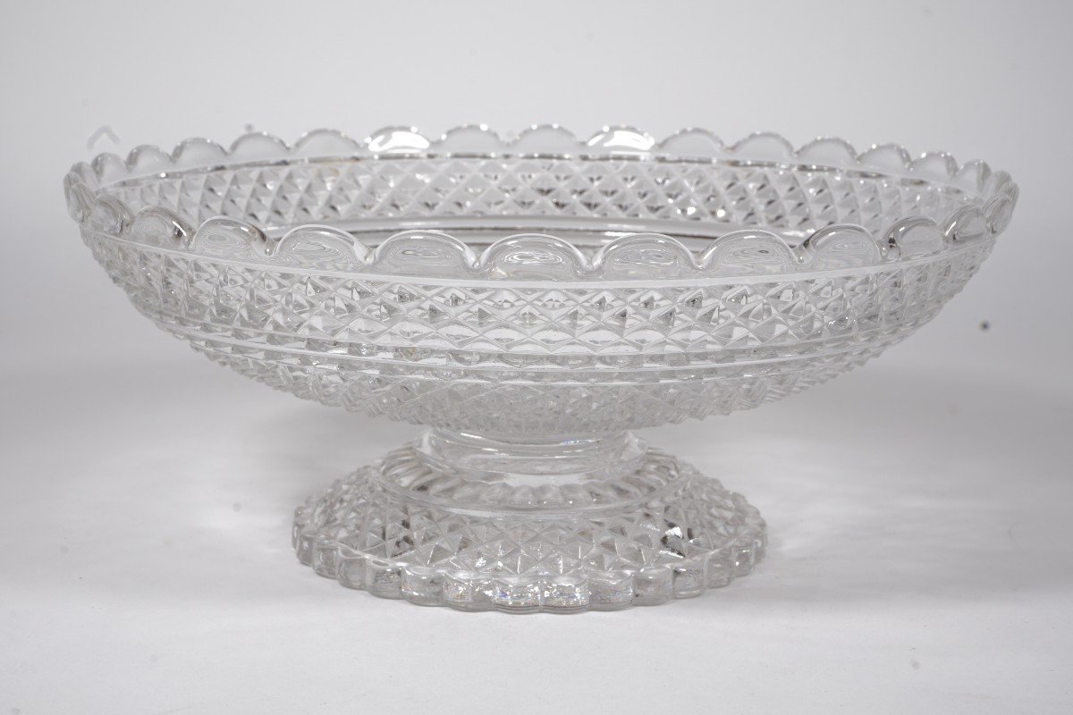 Coupe à Dessert Cristal Baccarat Moulé Diamants Biseaux-photo-2
