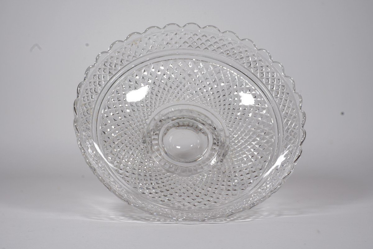 Coupe à Dessert Cristal Baccarat Moulé Diamants Biseaux-photo-3