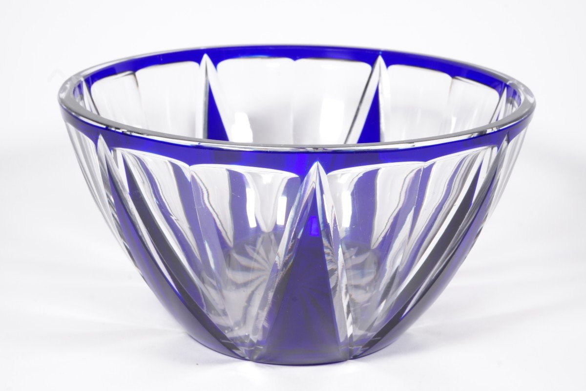 Vase, Coupe Décorative Cristal Saint Louis Bleu-photo-3