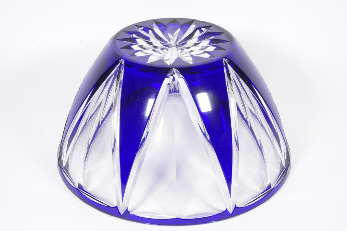 Vase, Coupe Décorative Cristal Saint Louis Bleu-photo-4