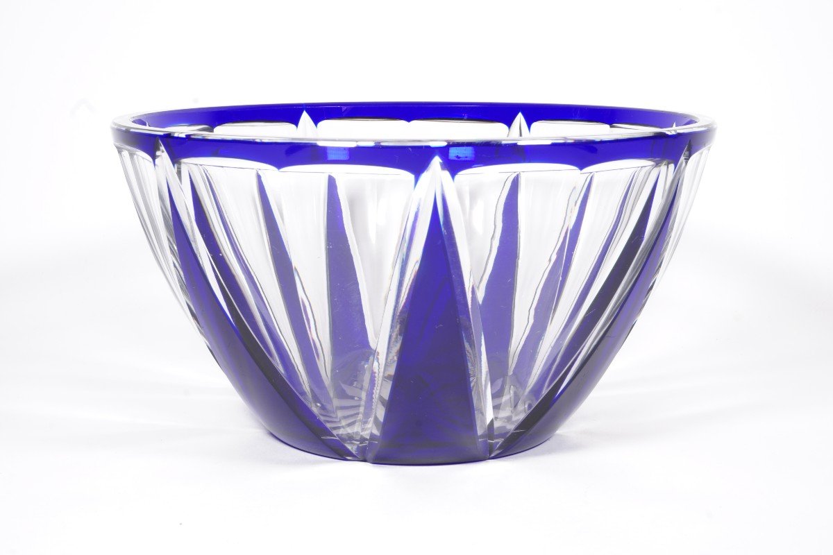 Vase, Coupe Décorative Cristal Saint Louis Bleu-photo-5
