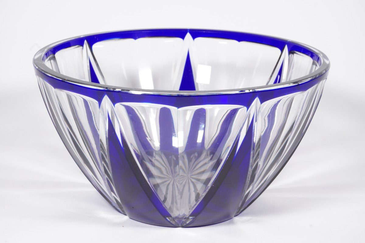 Vase, Coupe Décorative Cristal Saint Louis Bleu