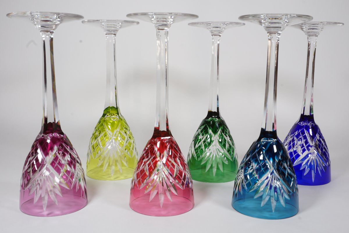 6 Wine Glasses, Roemers, Saint Louis Chantilly Crystal-photo-4