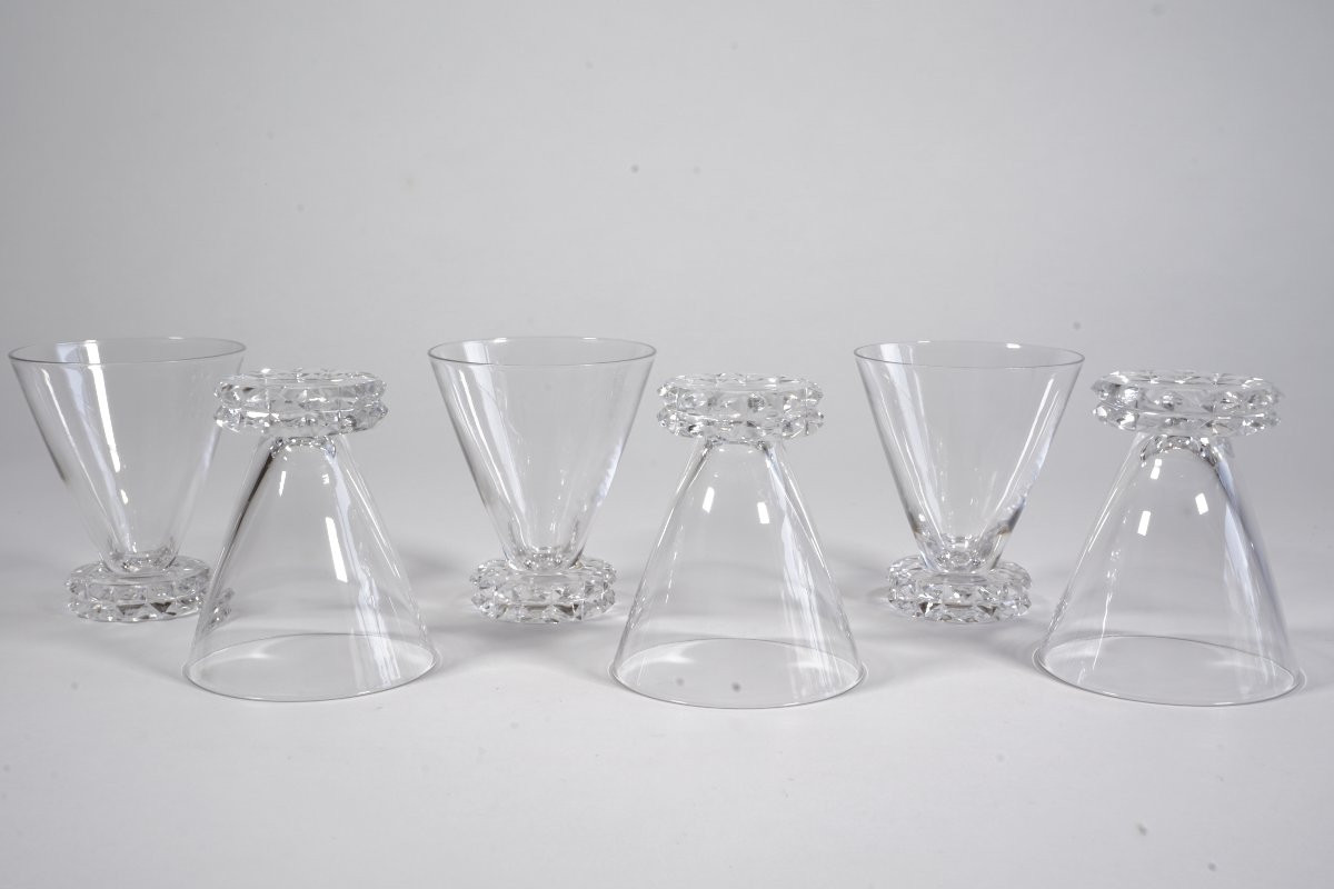 6 Saint Louis Diamant Crystal Aperitif Glasses-photo-3