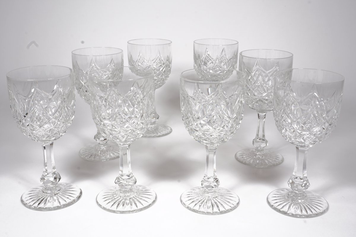 8 Verres à Vin De Bordeaux Cristal Baccarat Colbert-photo-3