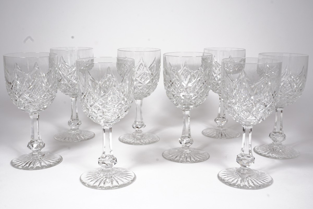 8 Verres à Vin De Bordeaux Cristal Baccarat Colbert