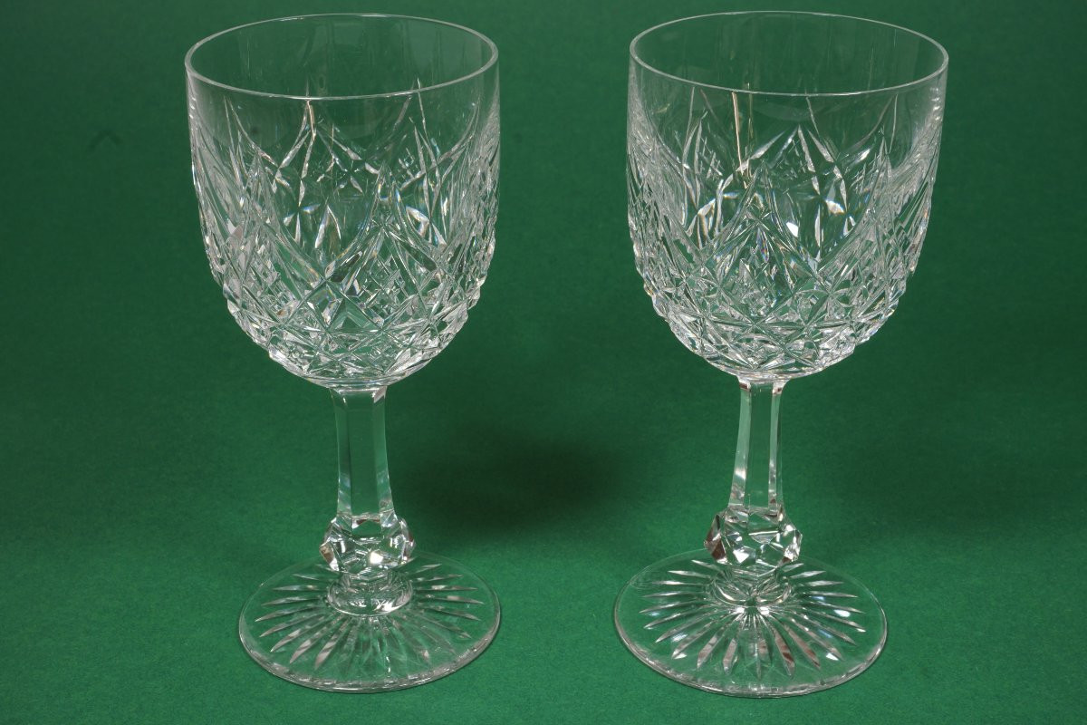 2 Large Baccarat Colbert Crystal Wine Glasses-photo-2