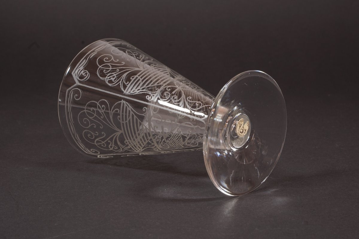 8 Baccarat Crystal Engraved Glasses-photo-4