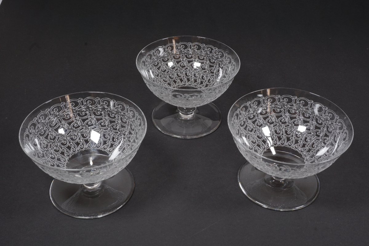 3 coupes, verres Cristal Baccarat Chateaubriand, Rohan-photo-2